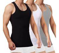 FALARY Débardeur Homme Débardeurs Homme Lot de 3 Maillot de Corps 100% Coton Toutes Les Tailles et Les Couleurs Noir Blanc Gris S