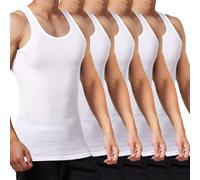 FALARY Débardeur Homme Lot de 5 Maillot de Corps 100% Coton Toutes Les Tailles et Les Couleurs Blanc S
