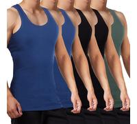 FALARY Débardeur Homme Lot de 5 Maillot de Corps 100% Coton Toutes Les Tailles et Les Couleurs Bleu Noir Olive S