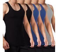 FALARY Débardeur Homme Lot de 5 Maillot de Corps 100% Coton Toutes Les Tailles et Les Couleurs Noir Bleu Gris 5XL