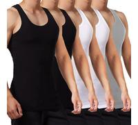 FALARY Débardeur Homme Lot de 5 Maillot de Corps 100% Coton Toutes Les Tailles et Les Couleurs Noir Blanc Gris XL