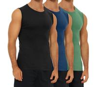 FALARY Lot de 3 Débardeurs Homme Musculation Maillots de Corps 100% Coton Noir/Bleu/Olive 2XL