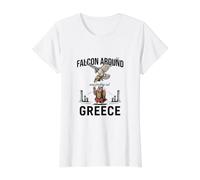 Falcon Around & Finding Out - Funny Greece Spartan Owl T-Shirt Graphique avec Valeur, Femme, Blanc, M
