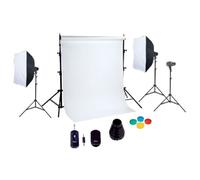 Falcon Eyes Studioflitsset SSK-3150D avec 3 flashes, fonds et softboxes pour photographie de portrait et produit