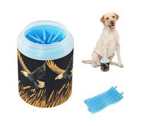 Falcon in Wheat Field Art Portable Dog Foot Cleaner Cup with Soft Silicone Brush Pet Cleaning Kit for Cats Dogs