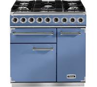 Falcon - Piano De Cuisson Gaz Semi Pro Deluxe 90 Bleu De Chine Nickel