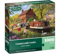 Falcon - Puzzle de 1000 pièces Countryside Locks - Illustration de Daniel Rodgers - Scène d'été Tranquille - Planche recy de qualité supérieure - Finition Semblable à Une Affiche - Emballage