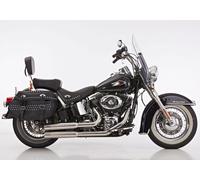 FALCON Double Groove système d’échappement complet avec chat brillant brillant poli acier inoxydable argent, argent