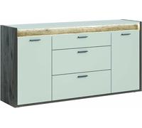Falcona buffet 3 tiroirs 2 portes avec éclairage LED gris clair.
