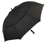 Falcone® parapluie de golf, résistant au vent | Marque Falcone depuis 1963, toile polyester imperméable, 8 baleines fibre de verre, housse PVC incluse, noir