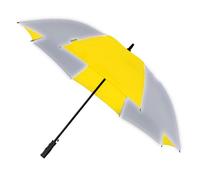 Falcone Parapluie Golf Réfléchissant - Ouverture automatique - Résistant au vent - 8 baleines en fibre de verre - Toile en polyester résistant - 120 cm Diamètre - Jaune et Argent