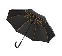 Falcone Parapluie long automatique avec les baleines orange - Large 125 cm - Résistant au vent - Noir et orange