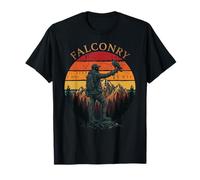 Falconer Hawk Vintage Sunset Bird Prey Mountains Falconry T-Shirt