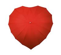 FALCONETTI Long Parapluie Droit Forme Cœur Rouge - Couverture 107 cm, longueur 87 cm - Élégant, Romantique, Original et Résistant au Vent