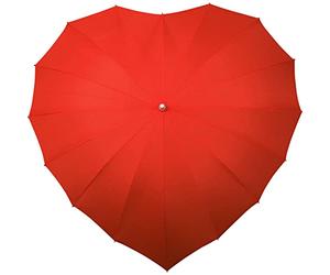 Falconetti Long Parapluie Droit Forme Cœur Rouge - Couverture 107 cm, longueur 87 cm - Élégant, Romantique, Original et Résistant au Vent