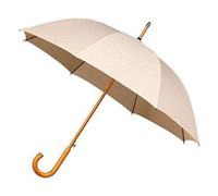 Falconetti Parapluie long UNISEXE Homme & Femme - Diamètre de plus d'1 Mètre - Système d'Ouverture Automatique - ROBUSTE avec Manche et Poignée canne en Bois - Beige