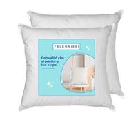 Falconieri Lot de 2 coussins 80 x 80 coussins pour lit et canapé doux et confortable, parfaits pour dormir, coussin pour lit double et simple anti-acariens, lavables en machine, 100 % fabriqué en