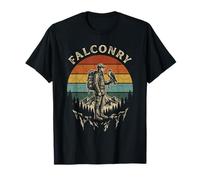 Falconry Falconer Hawk Vintage Sunset Bird Prey Mountains T-Shirt