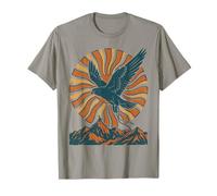 Falconry Hawk Flying Retro Sunburst Mountain Falcon T-Shirt