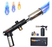 FALDAA Pistolet torche au propane avec double allumage et verrouillage de sécurité, flamme turbo de 1 800 °C, bouton de flamme maximale à une touche, briquet torche réglable robuste pour barbecue