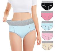 Falechay 5 Lot deCulottes Femme Taille Haute Coton Ventre Plat sous-vêtements Multicolore-1-M
