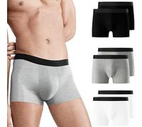Falechay Calecon Homme Lot de 6 Boxer Homme Conton Respirant Confortale Boxers Fitted Doux Caleçon Conton sous Vetement Hommes Noir/Blanc/Gris