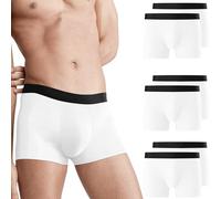 Falechay Calecon Homme Lot de 6 Boxer Homme Conton Respirant Confortale Boxers Fitted Doux Caleçon Conton sous Vetement Hommes Blanc