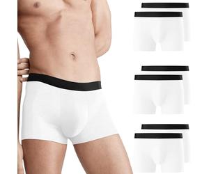 Falechay Calecon Homme Lot de 6 Boxer Homme Conton Respirant Confortale Boxers Fitted Doux Caleçon Conton sous Vetement Hommes Blanc