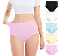 Falechay Culotte Femme Taille Haute Coton 5 pièces Multicolore-4,XL