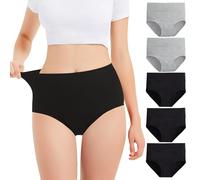 Falechay Culotte Femme Taille Haute Coton 5 pièces Noir-Gris,XS