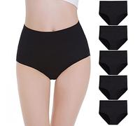Falechay Culotte Femme Taille Haute Coton 5 pièces Noir02,L