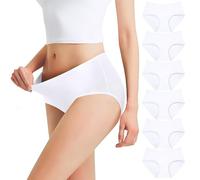 Falechay Culottes Femme Coton Taille Basses sous-vêtements Slips Blanc-L Lot de 6