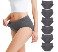 Falechay Culottes Femme Coton Taille Basses sous-vêtements Slips Gris Foncé-L Lot de 6
