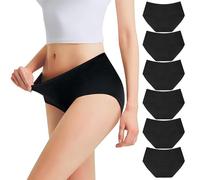 Falechay Culottes Femme Coton Taille Basses sous-vêtements Slips Noir-M Lot de 6