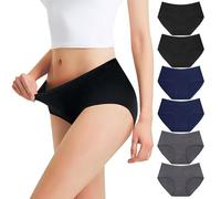 Falechay Culottes Femme Coton Taille Basses sous-vêtements Slips Noir Marine Gris Foncé-XS Lot de 6