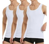 Falechay Débardeur Homme Lot de 3 Maillot de Corps 100% Coton Musculation Sport Maillot de Corps Blanc 4XL