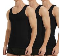 Falechay Débardeur Homme Lot de 3 Maillot de Corps 100% Coton Musculation Sport Maillot de Corps Noir XXL