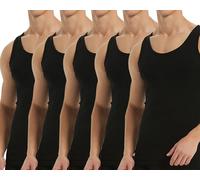 Falechay Débardeur Homme Lot de 5 Maillot de Corps 100% Coton Musculation Sport Maillot de Corps Noir 5XL