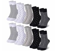 Falechay Lot de 10 Paires Chaussette Femme Coton Multicolores Parsemaient et Rayé pour Chaussettes,Multicolores-5,35-38