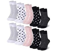 Falechay Lot de 10 Paires Chaussette Femme Coton Multicolores Parsemaient et Rayé pour Chaussettes,Multicolores-2,39-42