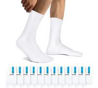 Falechay Lot de 12 Chaussettes Hommes et Femmes de Sport Chaussettes Respirantes en Coton Blanc 35-38