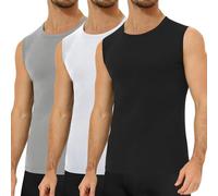 Falechay Lot de 3 Débardeur Homme 100% Coton Maillot de Corps Marcel Debardeur Noir-Blanc-Gris M