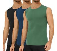 Falechay Lot de 3 Débardeur Homme 100% Coton Maillot de Corps Marcel Debardeur Noir-Bleu-Vert 4XL