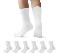 Falechay Lot de 6 Chaussettes Homme Chaussettes de Sport Homme Femme Chaussette Confortables en Frottee Amortissantes et Respirantes Blanc，35-38