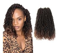 FALEMEI Lot de 10 extensions de cheveux au crochet Yanky Twist de 30,48 cm, pré-tordues, naturelles, noires, kinky, mini, à petites boucles, tresses sénégalaises Yankee (T30 (Ombre brun foncé moyen