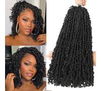 FALEMEI Yanky - Lot de 10 extensions de cheveux à l'anglaise, 30,5 cm, pré-tressées, couleur noir naturel, mini épingles à cheveux, petits boucles sénégalais (1B (noir naturel), 30,5 cm (lot de