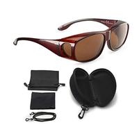 FALINGO Sur-lunettes solaires lunettes de soleil à porter sur des lunettes ÉDITION CLASSIQUE polarisées UV 400 (Marron, Marron)