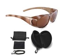FALINGO Sur-lunettes solaires lunettes de soleil à porter sur des lunettes ÉDITION FLEXI polarisées UV 400 (Beige, Marron)