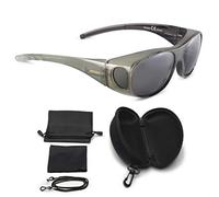 FALINGO Sur-lunettes solaires lunettes de soleil à porter sur des lunettes ÉDITION FLEXI polarisées UV 400 (Gris Argenté, Gris)