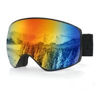faliring Lunettes de ski et snowboard pour porteurs de lunettes, hommes, femmes, adultes, adolescents, protection UV, anti-buée, lunettes de ski sphériques, miroir (doré)